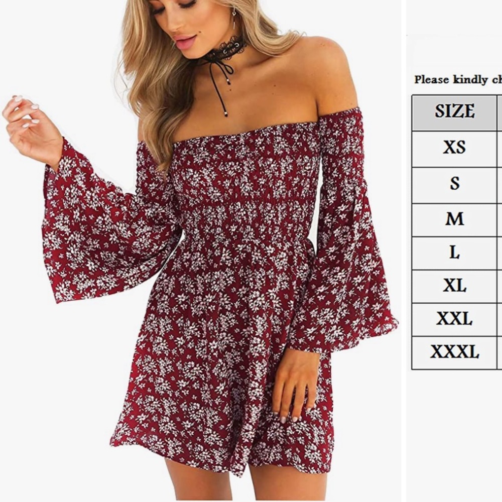 Floral Long Sleeve Off Shoulder Casual Mini Dress